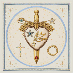 Between Worlds -Swallow Side- White SatIn Scarf